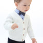Lilax Baby Boys Basic Long Sleeve V-Neck Classic Knit Cardigan Sweater (Cream, 3-6 Months)