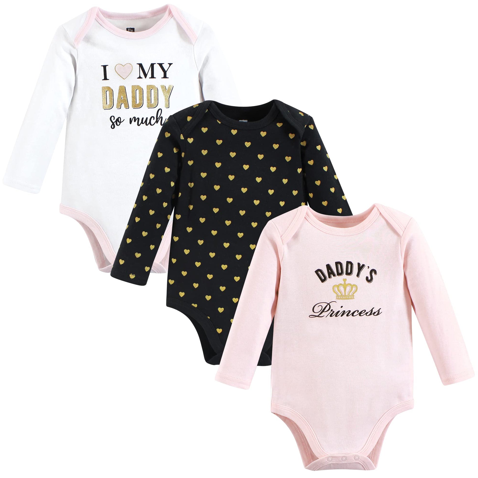 Hudson Baby Unisex Baby Cotton Long-Sleeve Bodysuits, Daddys Princess, 9-12 Months