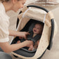 Blissful Diary Baby Car Seat Cover, Extra Large Mesh Window, Breathable Muslin Cotton, Infant Windproof Canopy - Rainbow