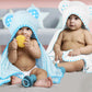 Elsvin Set Of 2 Hooded Baby Towels - White And Blue - Luxurious, Large And Super Absorbent - 30 X 30 Inch - Soft And Suitable Fo