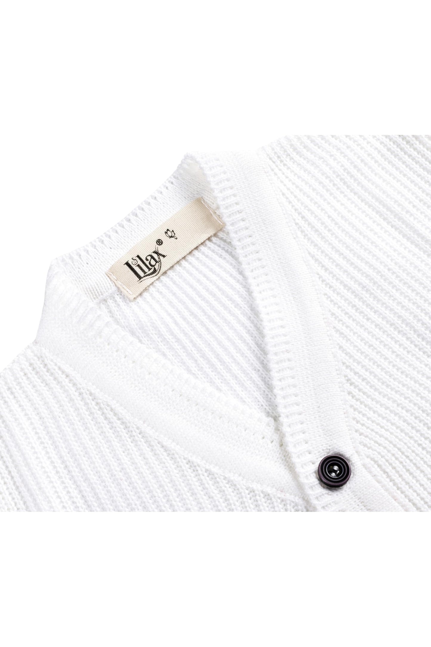 Lilax Baby Boys Basic Long Sleeve V-Neck Classic Knit Cardigan Sweater (White, 3-6 Months)