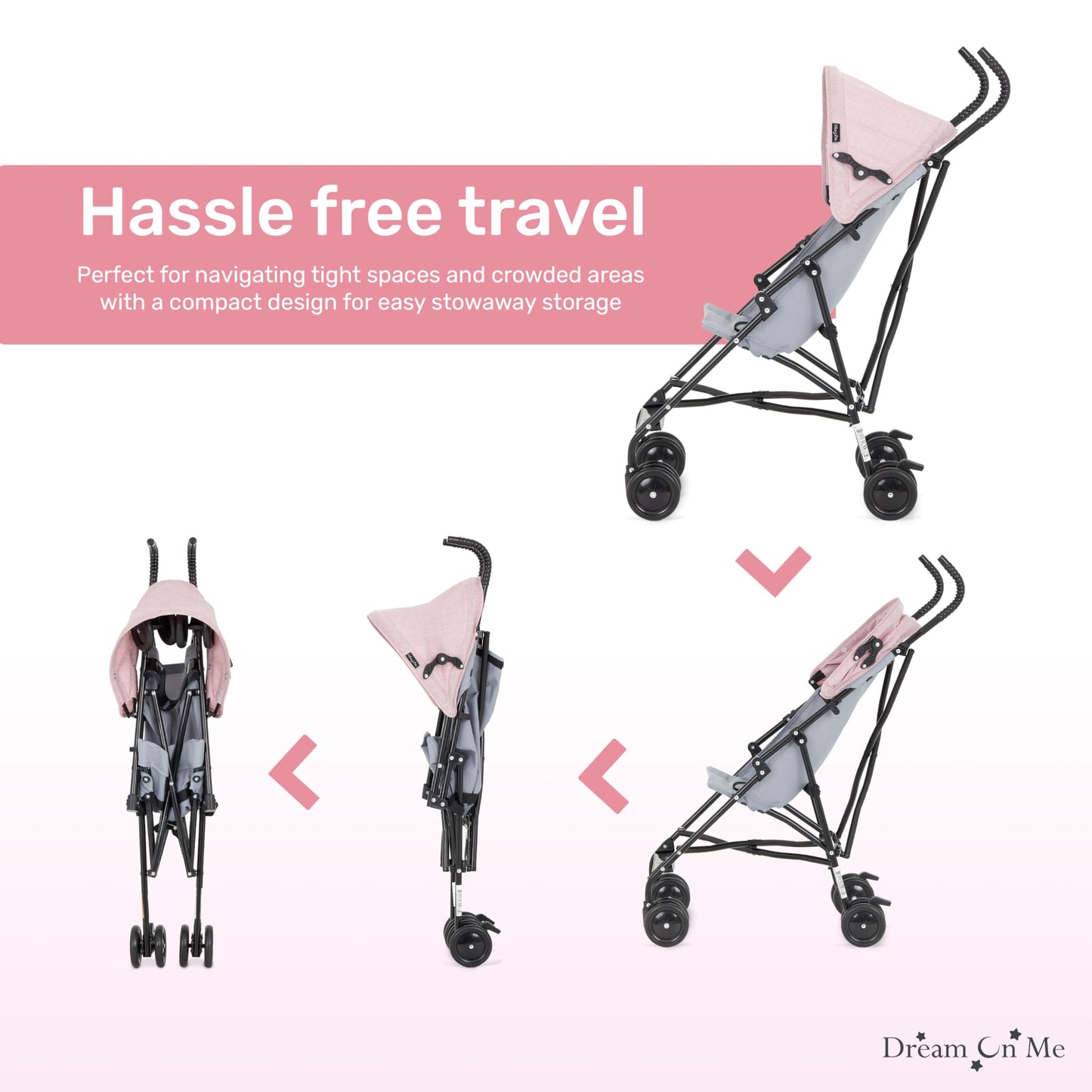 Dream On Me Aero Travel Lightweight Umbrella Stroller with Adjustable Removable Canopy – Easy Fold & Carry