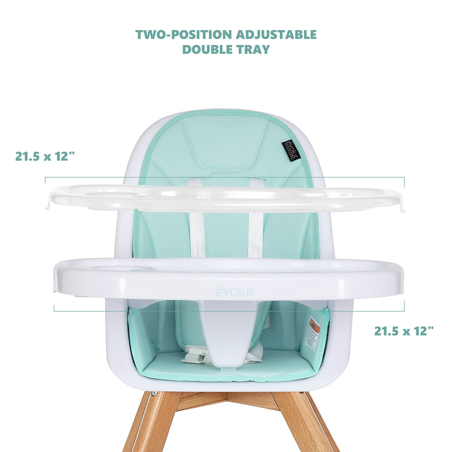 Evolur Zoodle 2 in 1 Convertible Baby High Chair in Mint