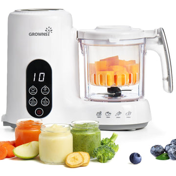 Grownsy Baby Food Maker With Steam Basket, One Step Baby Food Processor Steamer Puree Blender Grinder Mills Machine, Auto Cookin