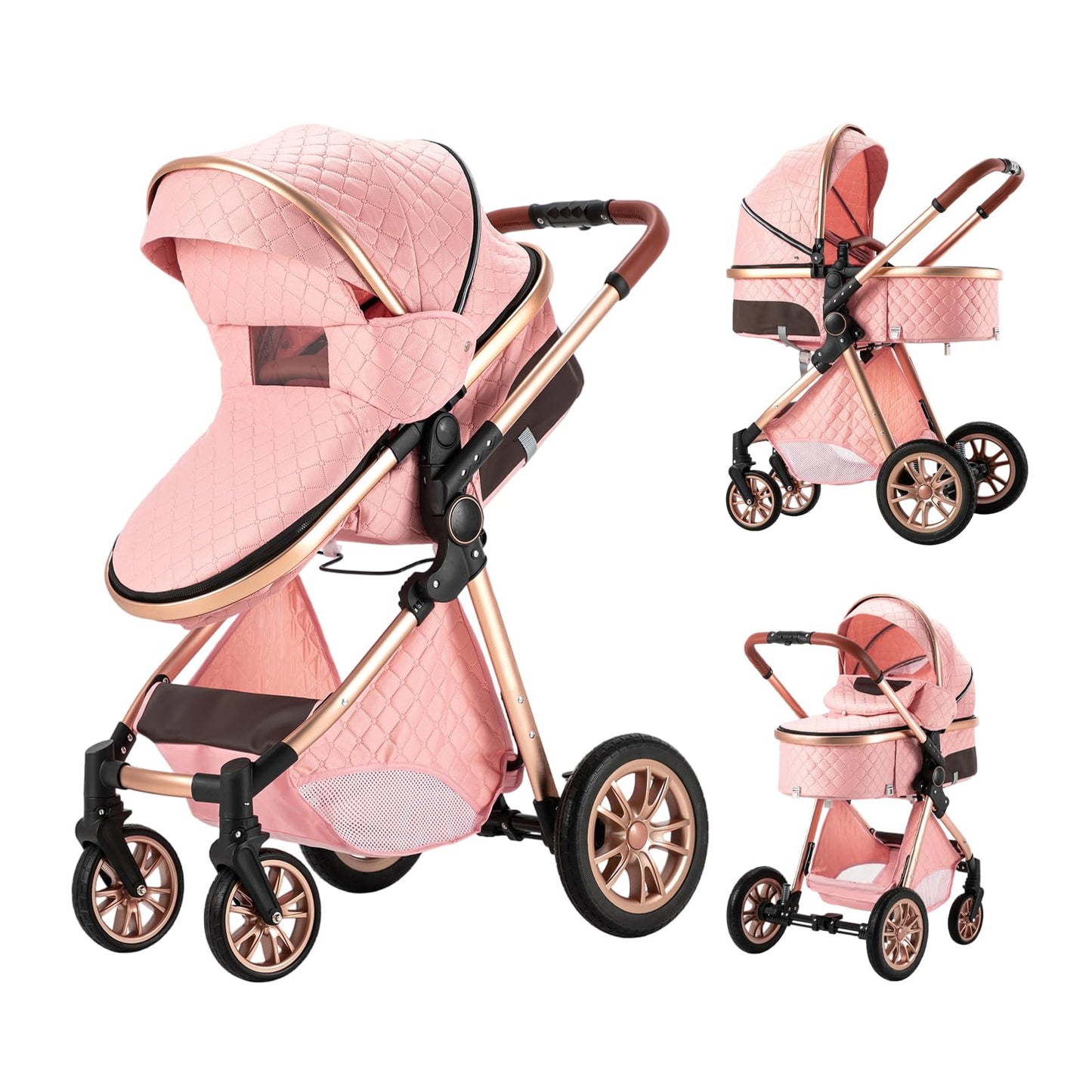Aveainelle Baby Stroller 2 in 1 Baby Prams Pushchair Function, Foldable, Portable, Safe & Comfortable, for Infant Toddler Aged 0