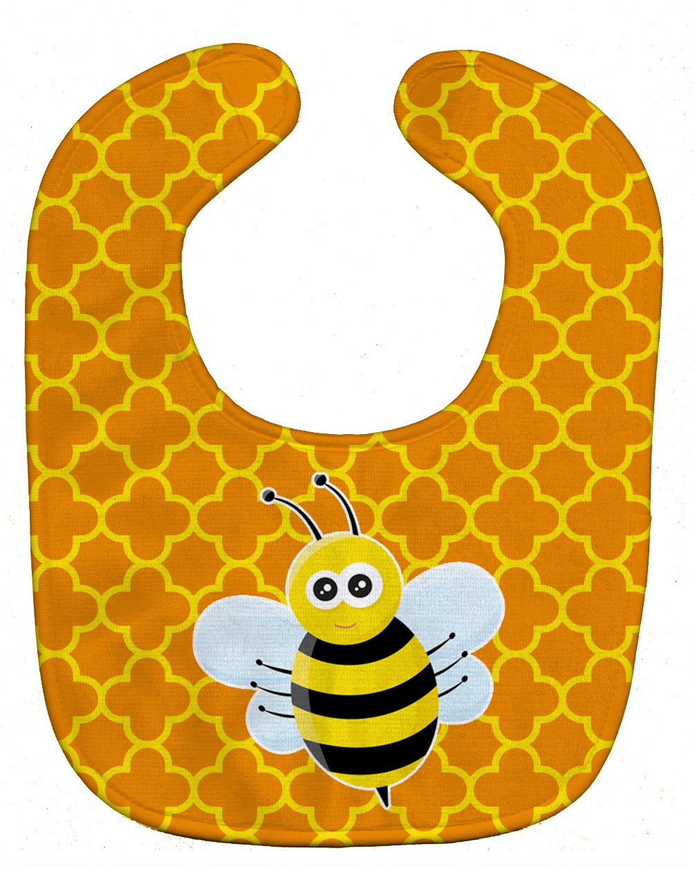 Carolines Treasures Bee on Quatrefoil Baby Bib, Orange, Large