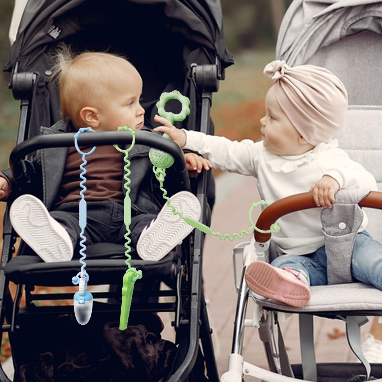 Toy Straps For Stroller, Pacifier Holder Clip With Self-Adjusting Bayonet, Pure Silicone Material Without Bpa; Can Be Used For T