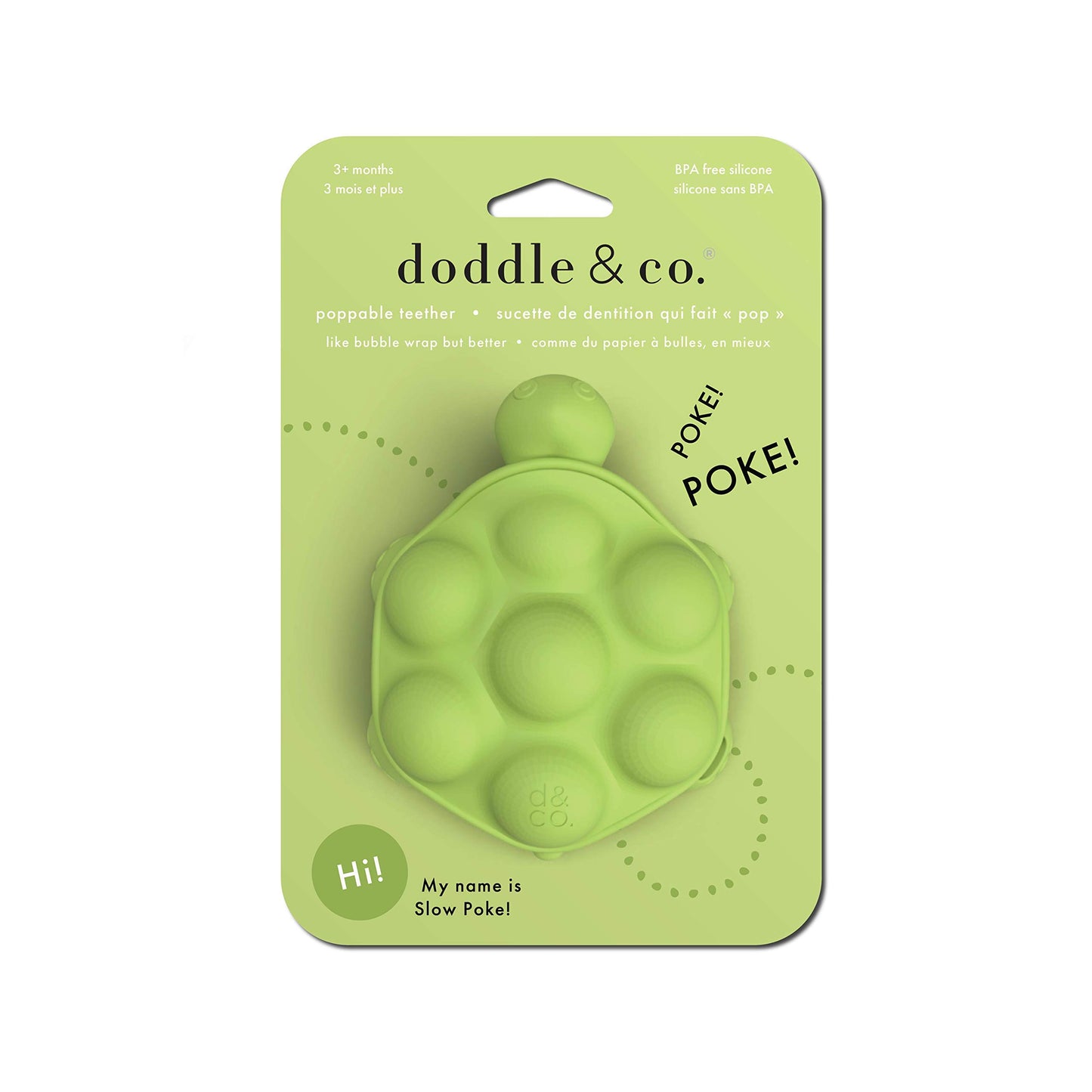 Doddle & Co. The Chew Slow Poke Turtle Teether with Poppable Bubbles | Toddler Teething Fidget Toy for Baby | Enhaces Oral Fit &