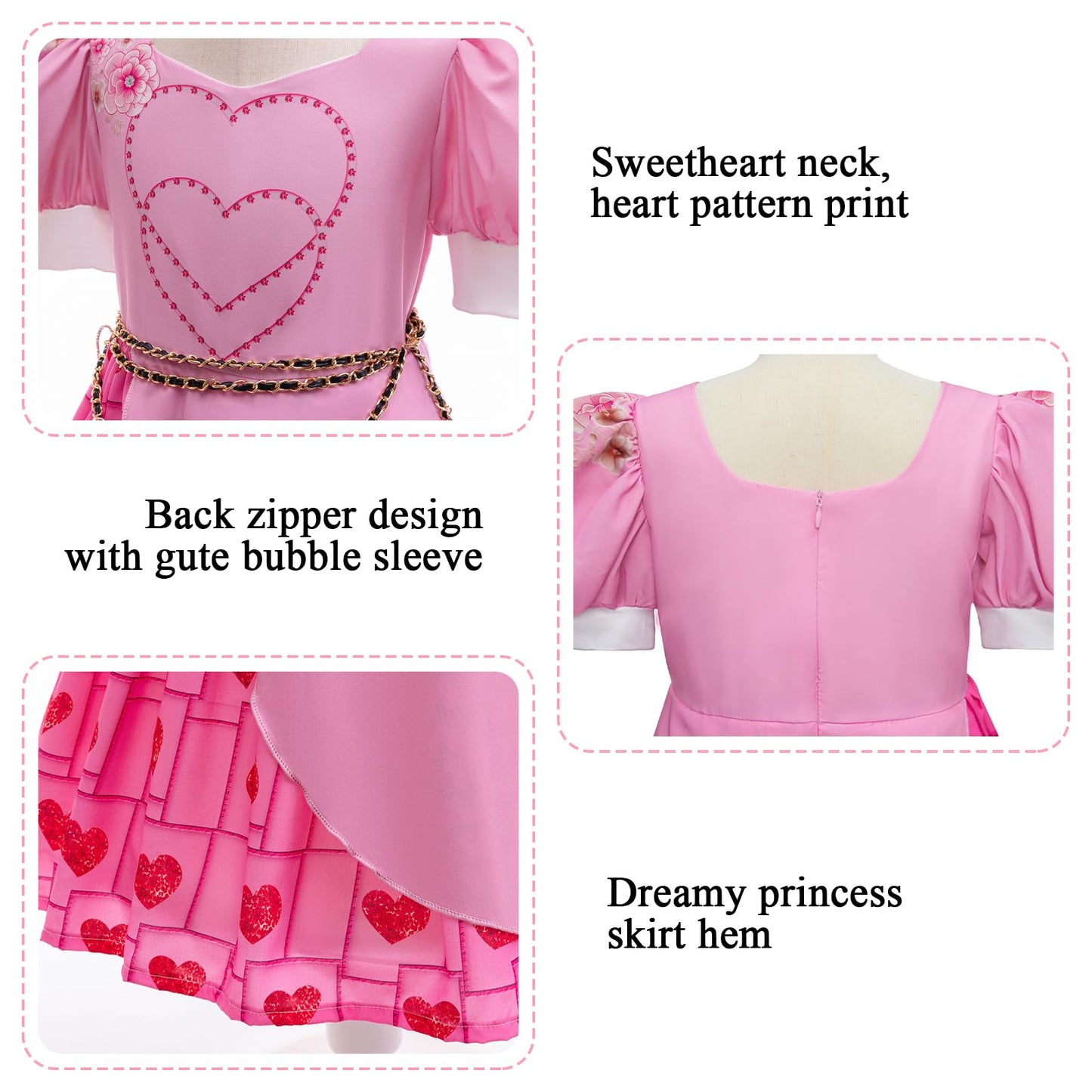 Kids Rise Red Costume Girls Bridget Pink Princess Dress Movie Cosplay Halloween Outfit