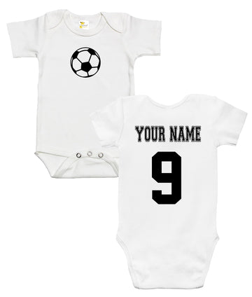 Rapunzie Baby Bodysuit - Custom Personalized Soccer Ball With Your Name And Number (0-3 Months)