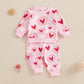 Ayalinggo Toddler Baby Girl Valentines Outfit Love Heart Shirt Long Sleeve Sweatshirt Casual Pants Valentines Day Clothes (Pink