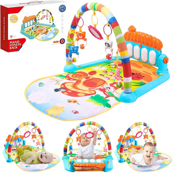 Mini Wonders Baby Gym Play Mat With Hanging Toys | Tummy Time Activity Gym For Newborns | Soft Mat With Rattles & Mirror | Senso