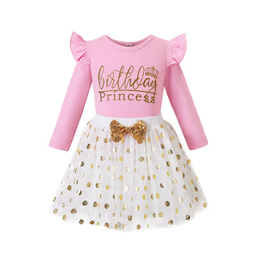 Lysmuch Toddler Kids Baby Girl 'S Birthday Outfits Princess Vest Sleeveless Shirt Mesh Tutu Skirt Set (Pink Birthday Princess Lo
