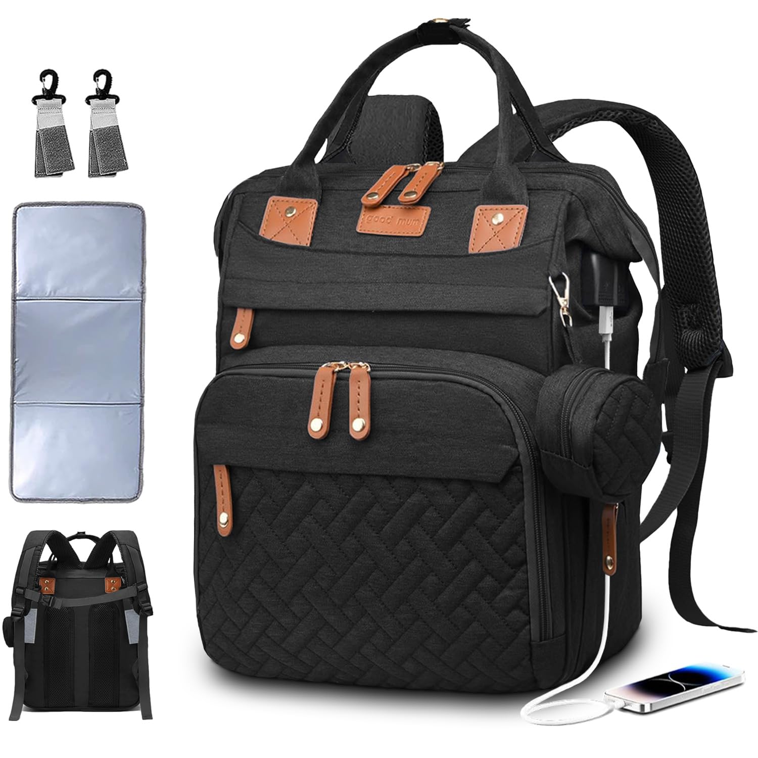 SHITIESHOU Diaper Bag Backpack Baby Bag for Mom Dad with Changing Pad, 19 Pockets, Large Waterproof Travel Baby Girl Boy Toddle 