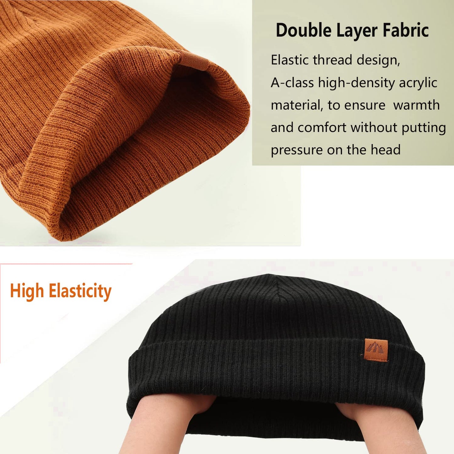 Lmlalml 2 Pack Beanie For Baby Boys Soft Knit Baby Winter Hat Stripe Warm Baby Beanies Black Yellow