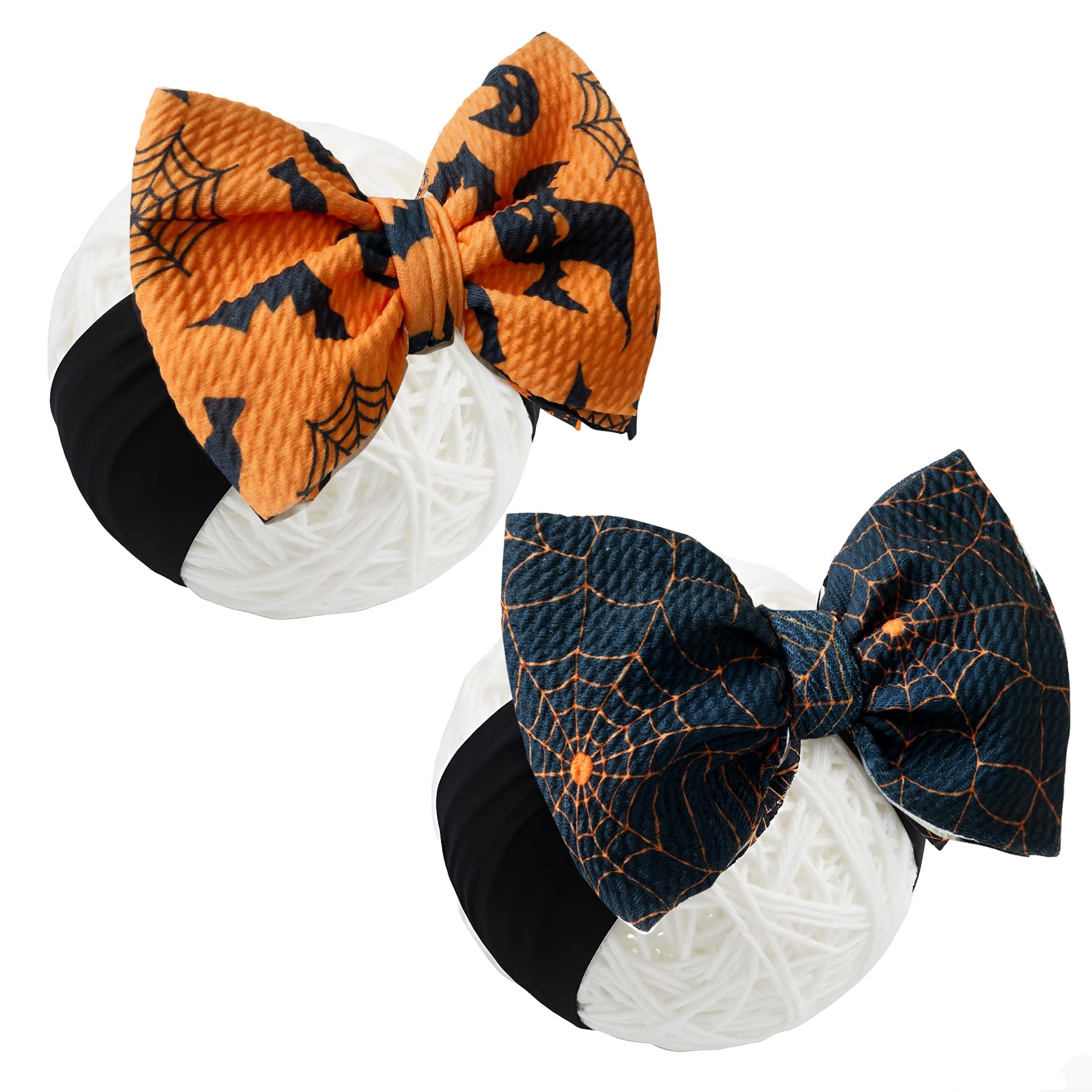 QFV 6in*4in Halloween Baby Girl Bows Newborn Headband Infant Big Bows for Birthday/Baby Shower/Photography/Baby Gifts