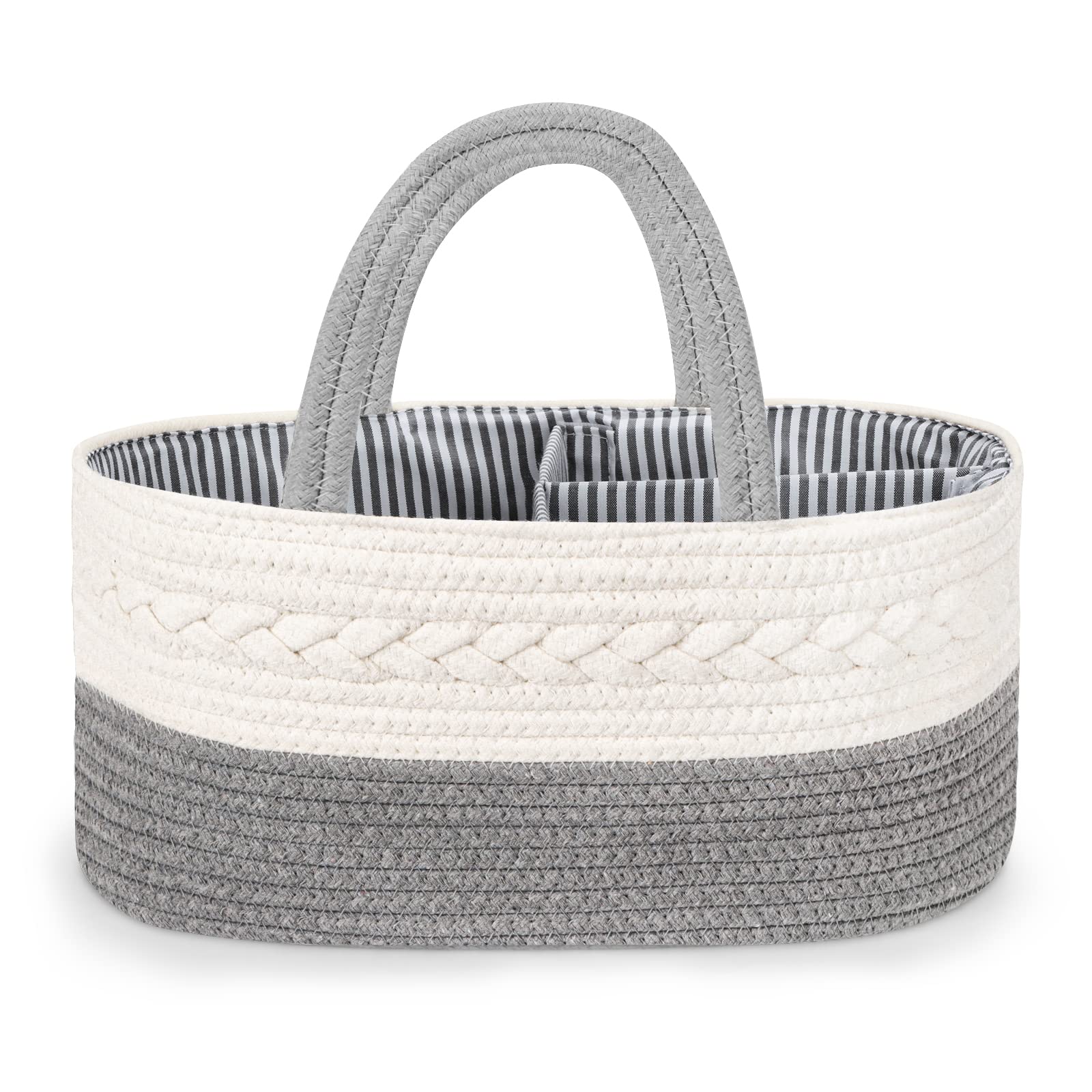 Maliton Diaper Caddy Organizer For Baby Boy- Cotton Rope Diaper Caddy, Diaper Organizer For Changing Table, Nursery Storage Cadd