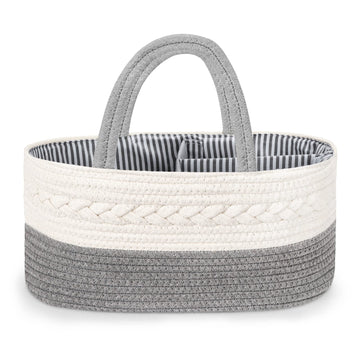 Maliton Diaper Caddy Organizer For Baby Boy- Cotton Rope Diaper Caddy, Diaper Organizer For Changing Table, Nursery Storage Cadd