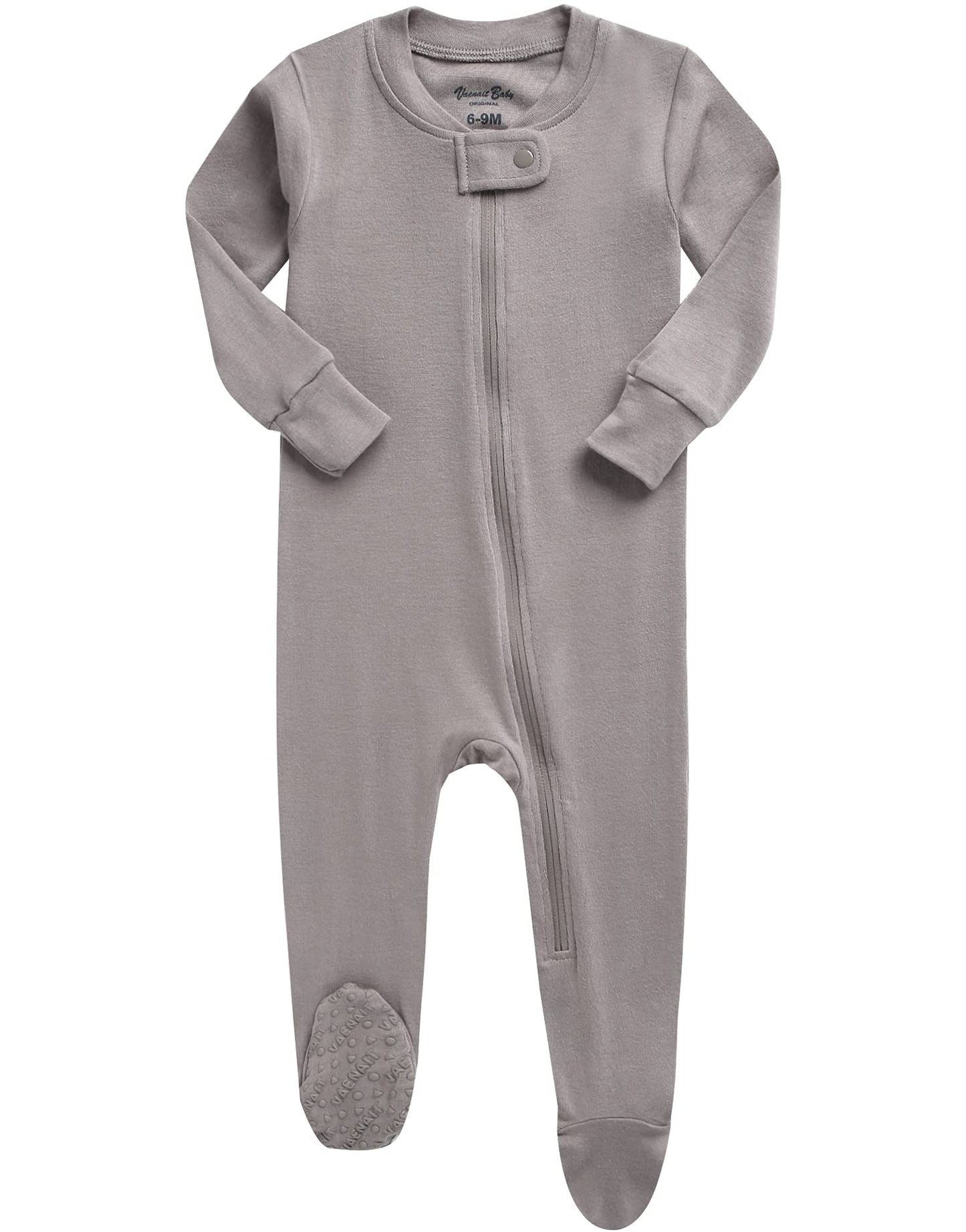 Vaenait Baby Toddler Boys Girls Solid Footie Pajama Cozy Modal Beige 3-6M