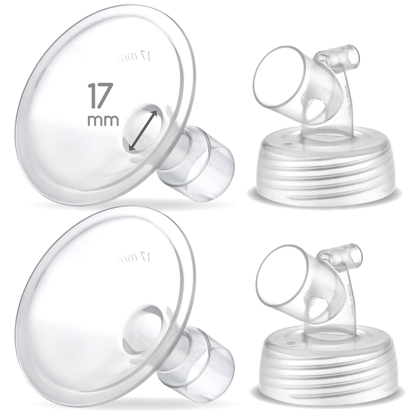 Maymom Two-Piece Wide Neck Pump Parts For Spectra S1/S2 Pumps; Incl Wide Mouth Flanges; Not Original Spectra Flange (17 Mm Two F