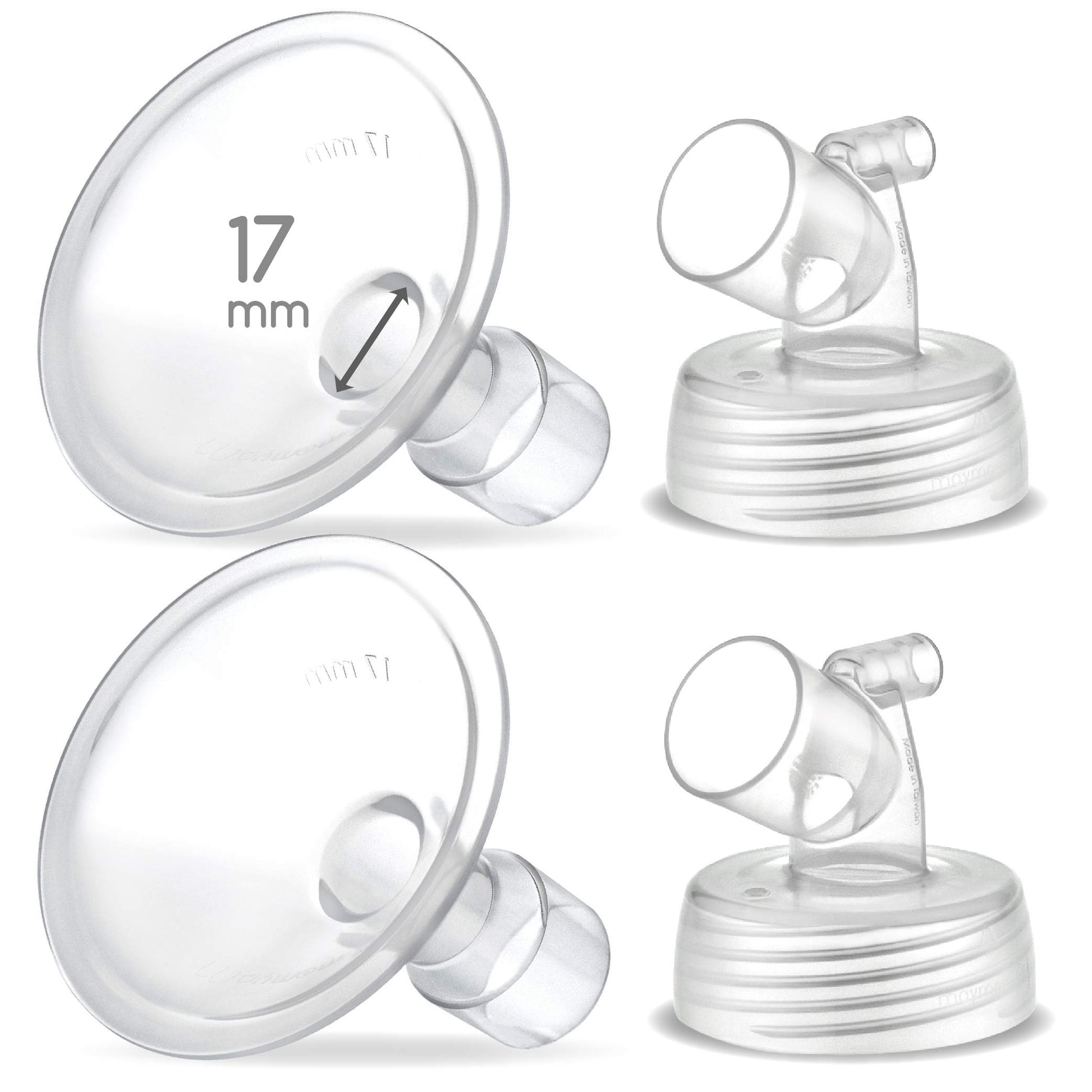 Maymom Two-Piece Wide Neck Pump Parts For Spectra S1/S2 Pumps; Incl Wide Mouth Flanges; Not Original Spectra Flange (17 Mm Two F