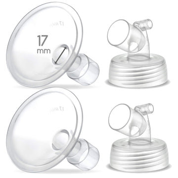 Maymom Two-Piece Wide Neck Pump Parts For Spectra S1/S2 Pumps; Incl Wide Mouth Flanges; Not Original Spectra Flange (17 Mm Two F