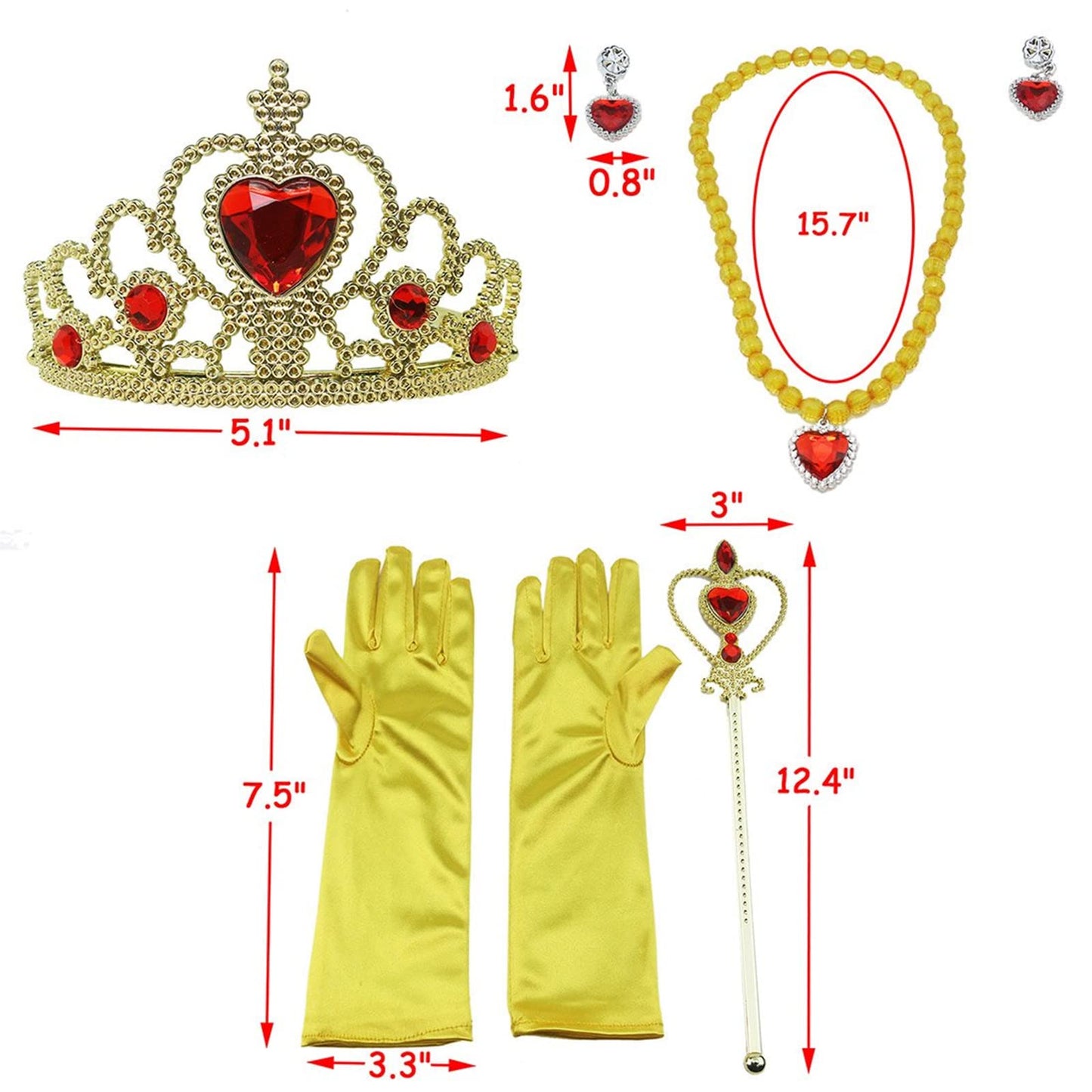 Orgrimmar Princess Dress Up Accessories For Belle Gloves Princess Tiara Crown Wand Necklaces For Kids