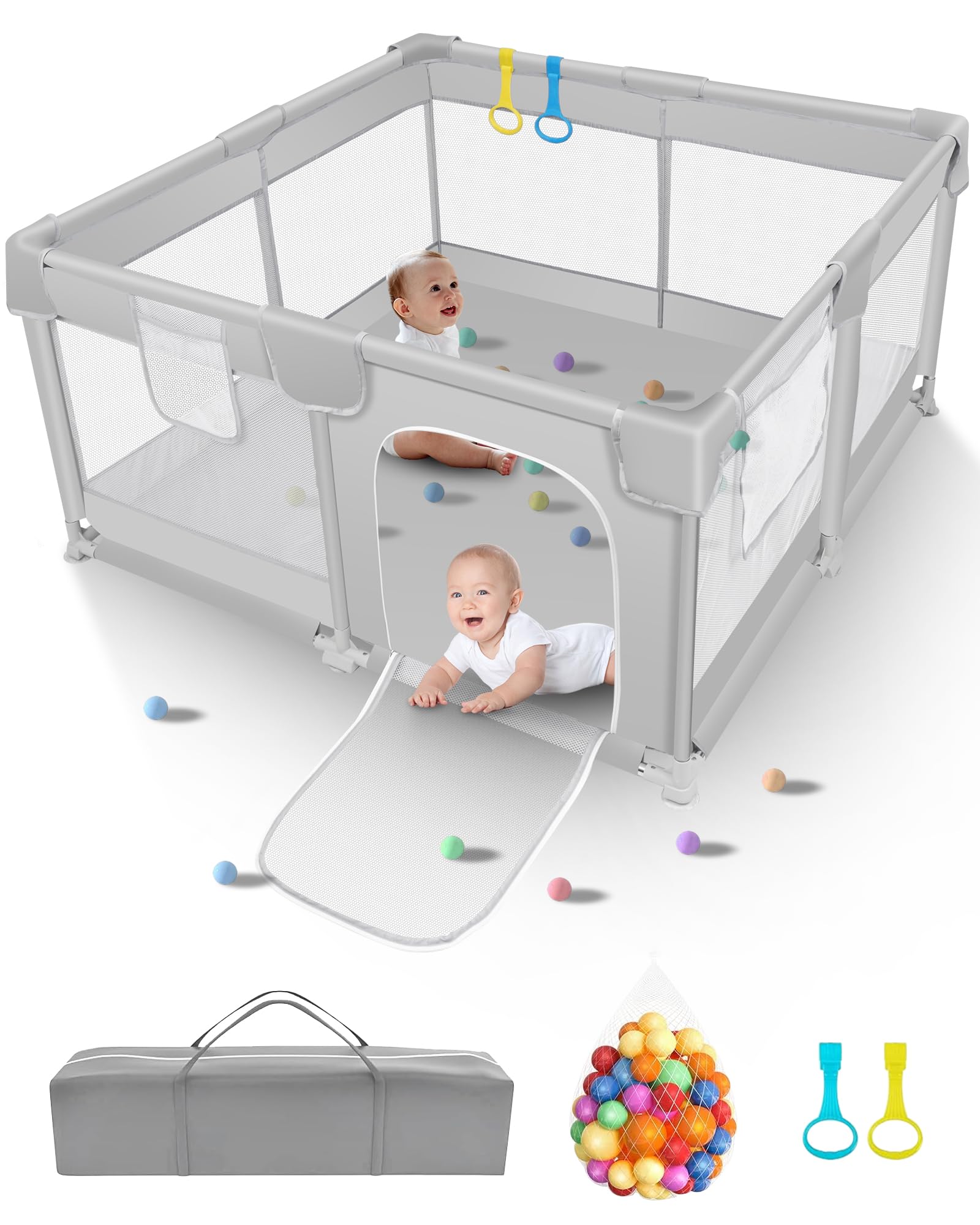 KFM Small Baby Playpen for Babies and Toddlers, 47 x 47 BPA-Free and Non-Toxic Toddler Play Pen, Seamless Protection Baby Play Y