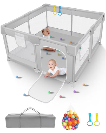 KFM Small Baby Playpen for Babies and Toddlers, 47 x 47 BPA-Free and Non-Toxic Toddler Play Pen, Seamless Protection Baby Play Y