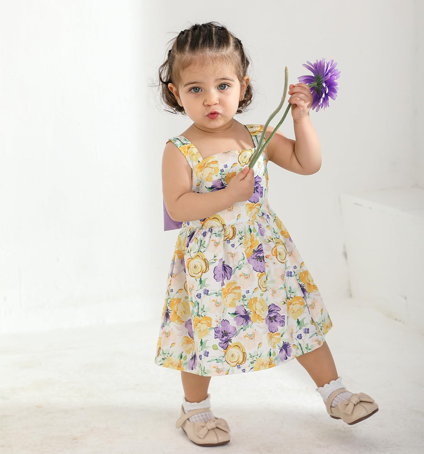 Toddler Girl Clothes Little Girl Summer Dresses Purple Floral Sleeveless Dresses Sundress Summer Outfits Toddler Dress For Girls