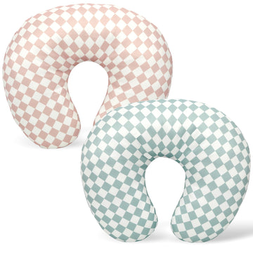 FEBSNOW 2 Pack Baby Nursing Pillow Cover, Stretchy Soft Cotton Nursing Cover for Breastfeeding Pillow Removable Comfortable Baby