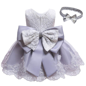 Little Girls Christmas Embroidery Lace Dresses Princess Easter Halloween Wedding Formal Event Dress(Gray,120)