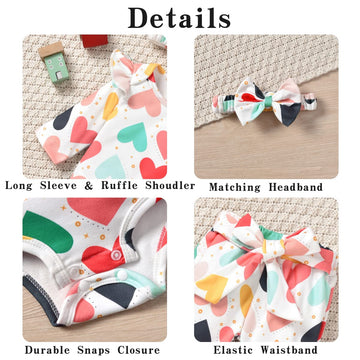 Aalizzwell 0-3 Months Newborn Infant Baby Girls Valentines Day Clothes Heart Long Sleeve Spring Outfit