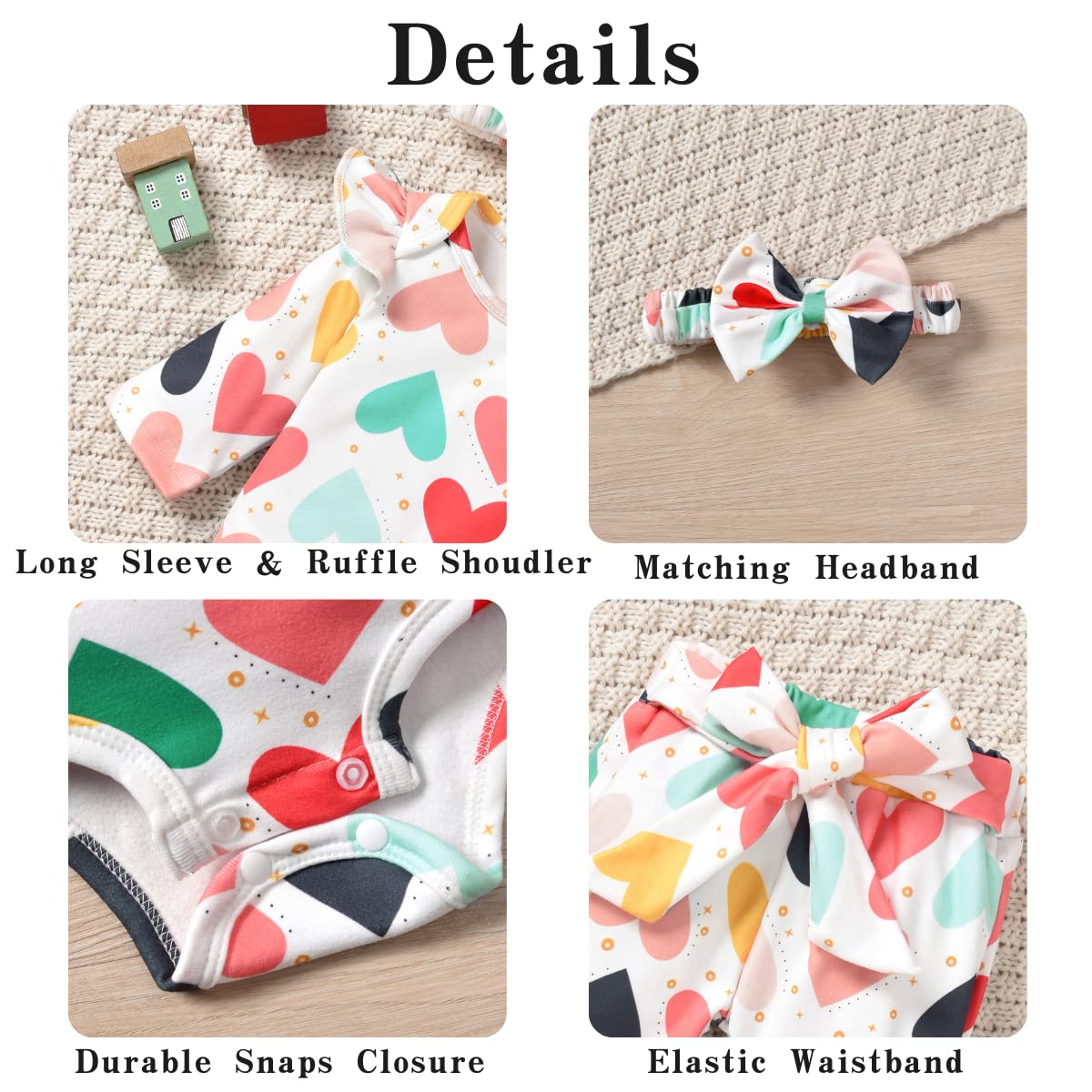 Aalizzwell 6-12 Months Infant Baby Girls Valentines Day Clothes Heart Long Sleeve Spring Outfit