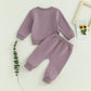 Baby Girl Clothes Valentines Day Outfits Long Sleeve Fall Winter Infant Toddler Sweatshirt Top Pants Set (Purple, 0-6 Months)