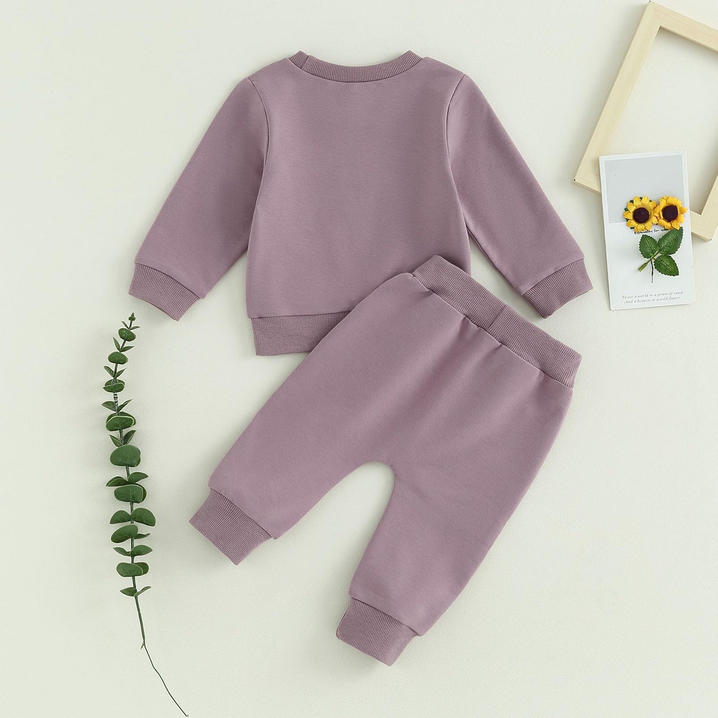 Baby Girl Clothes Valentines Day Outfits Long Sleeve Fall Winter Infant Toddler Sweatshirt Top Pants Set (Purple, 6-12 Months)