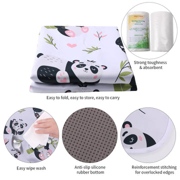 Chicmoments 59'' Huge Toddlers' Highchair Splat Mat, Panda Non-Slip Baby Place Mat, Kids' Leakproof Splash Spill Floor Mat With