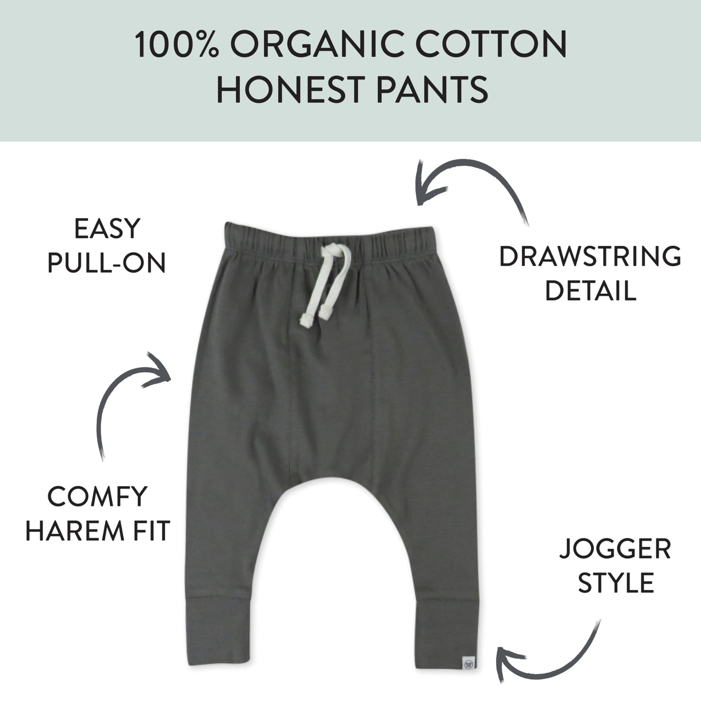 Honestbaby Multipack Honest Pants Joggers Pull On 100% Organic Cotton For Infant Baby And Toddler, Boys, Girls, Unisex, Sandstor