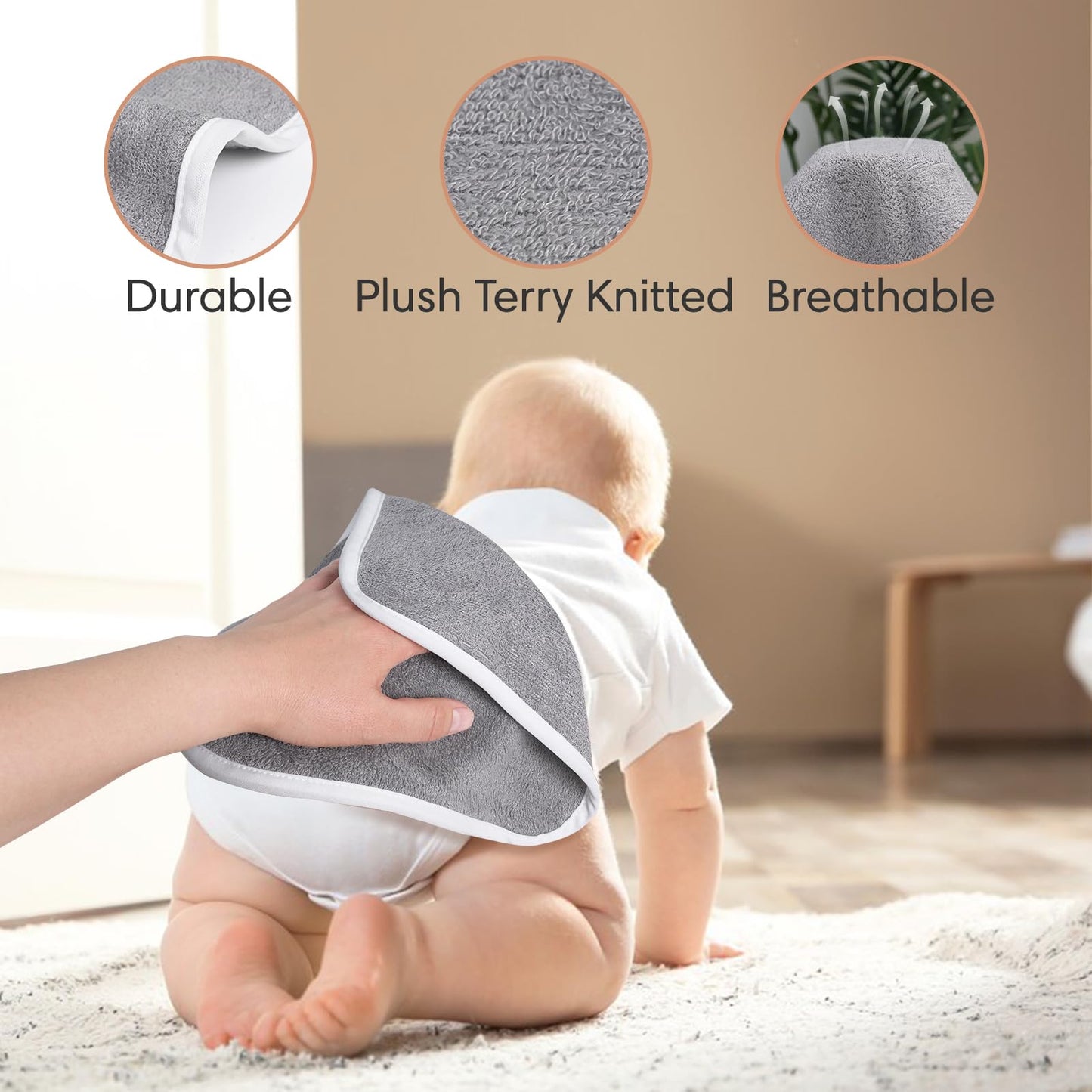 Reusable Organic Baby Washcloths Set: 6 Packs 10 * 10 Ultra Soft Wash Cloth Viscose From Bamboo Absorbent Infant Newborn Bath Fa