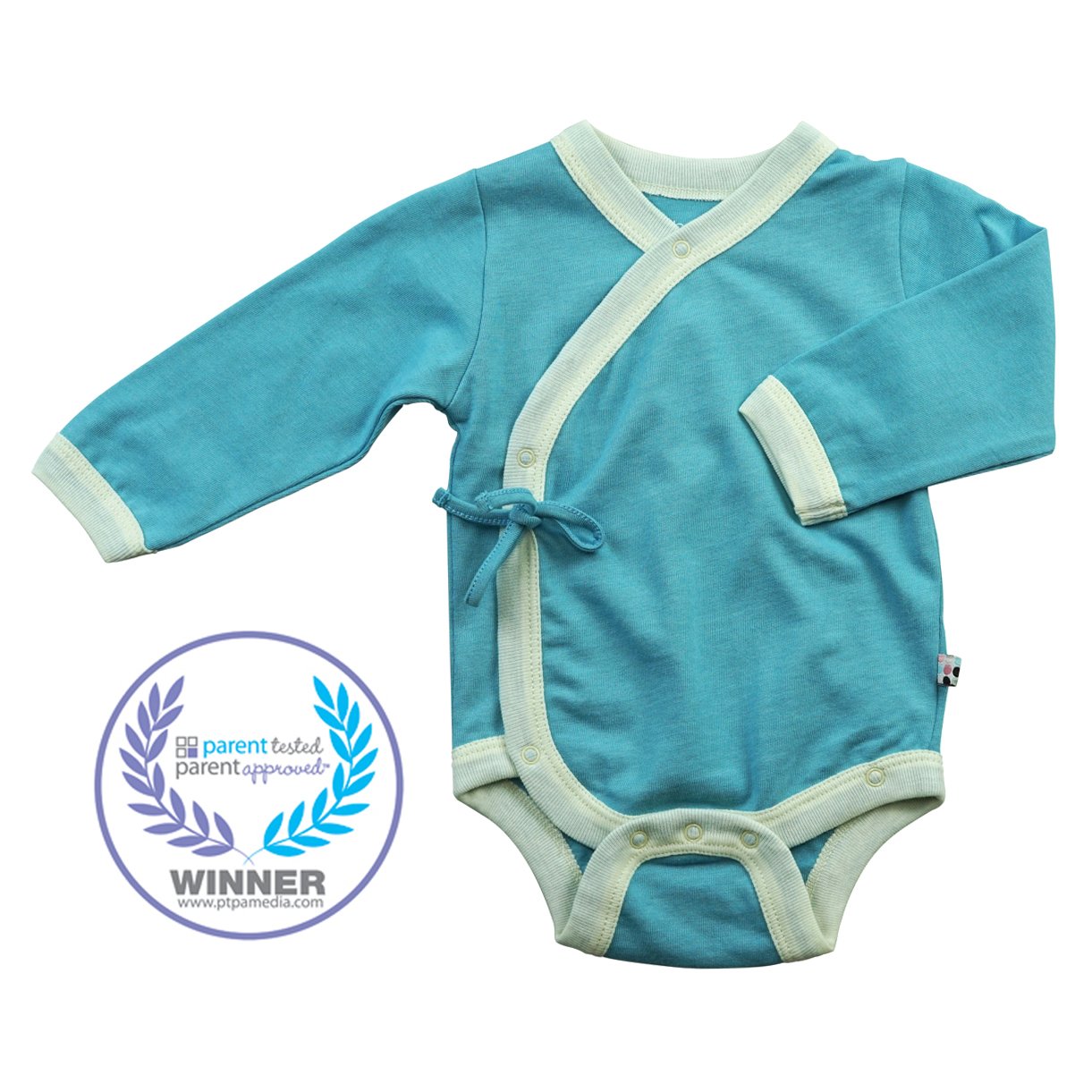 Baby Soy Long Sleeve Kimono Bodysuit Onesie (12-18 Months, Ocean)
