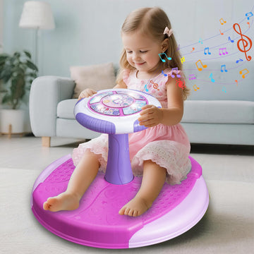 VROGTIK Sit and Spin Toys for Toddlers 1-3 Girls, 360?Toddler Spinning Seat with LED Lights and Music Christmas Birthday Gift fo