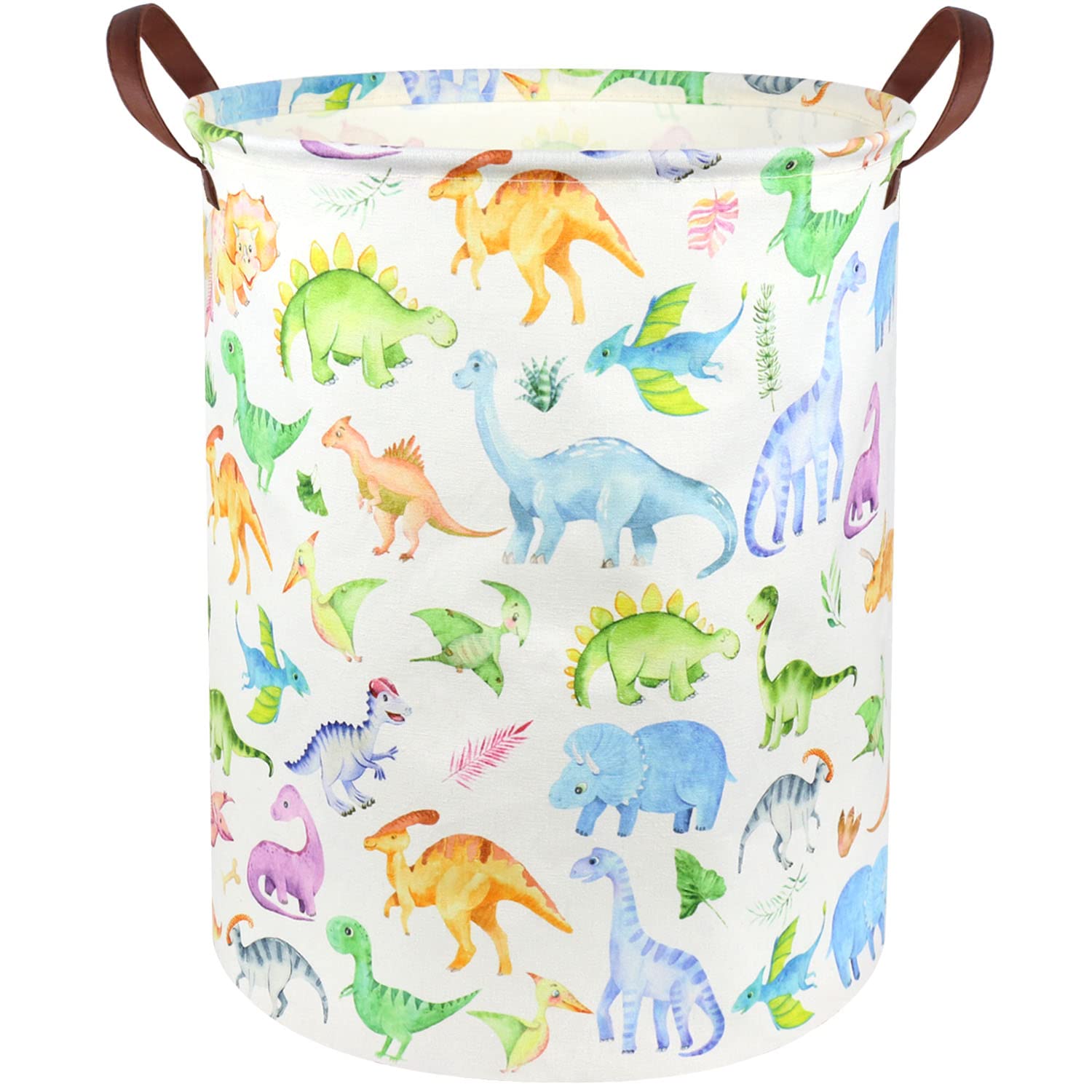 Fxocshe Large Storage Basket,Dinosaur Baby Hamper,Collapsible Canvas Waterproof Coating Boys Hamper For Storage Bin Toy Bins,Kid