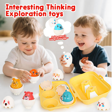 NAODONGLI Easter Eggs,Montessori Fun Geometric Egg Toys for Toddlers 1-3,Early Learning Educational Fine Motor Shape Sorter Matc