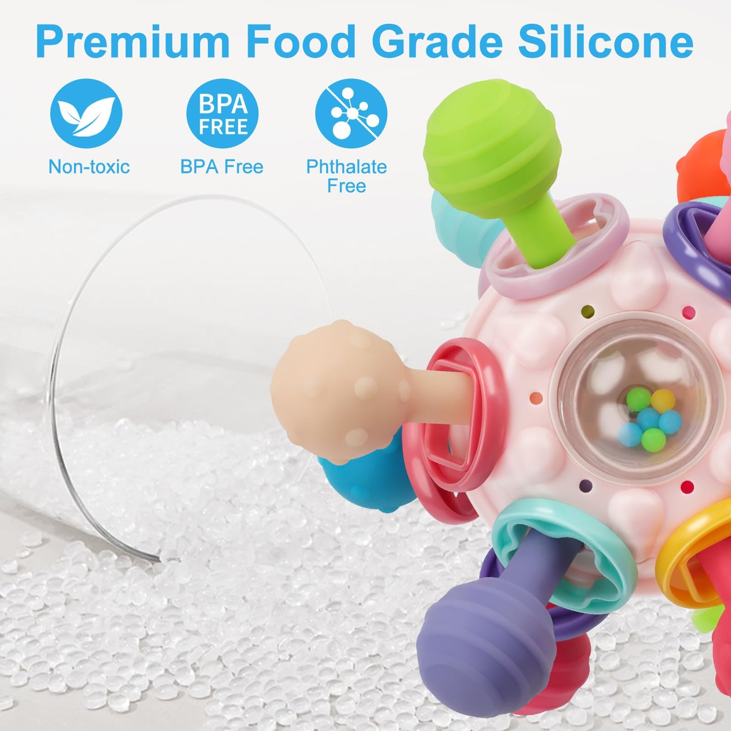 Baby Montessori Sensory Toys for 0-6 6-12 Months, Baby Teether Teething Toys for Babies 0 3 6 9 12 18 Months, Newborn Infant Lea