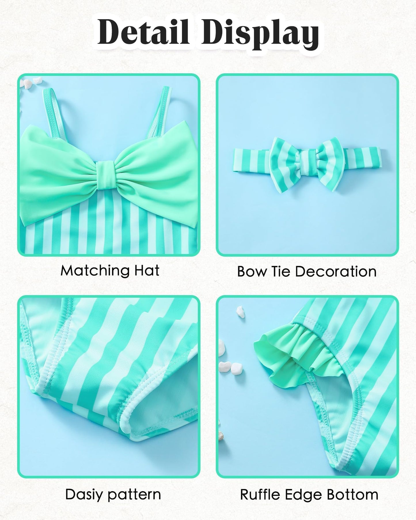 Mioglrie Baby Girl Swimsuit Infant 18-24 Month Bathing Suits Newborn Girls Summer Beach Swimwear Toddler Green Ruffle Stripe One