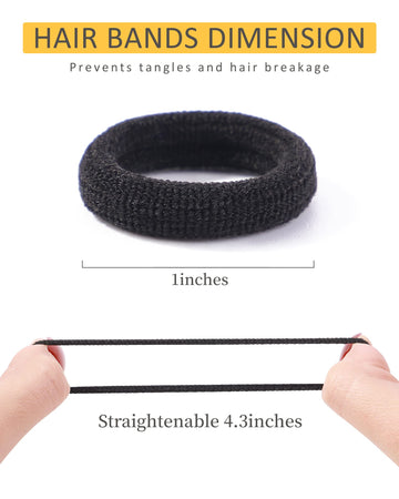Jollybows 300Pcs Baby Hair Ties Girls Elastic Hair Accessories Small Nylon Hair Bands For Toddler Infant Ponytail Holders 1' Bl