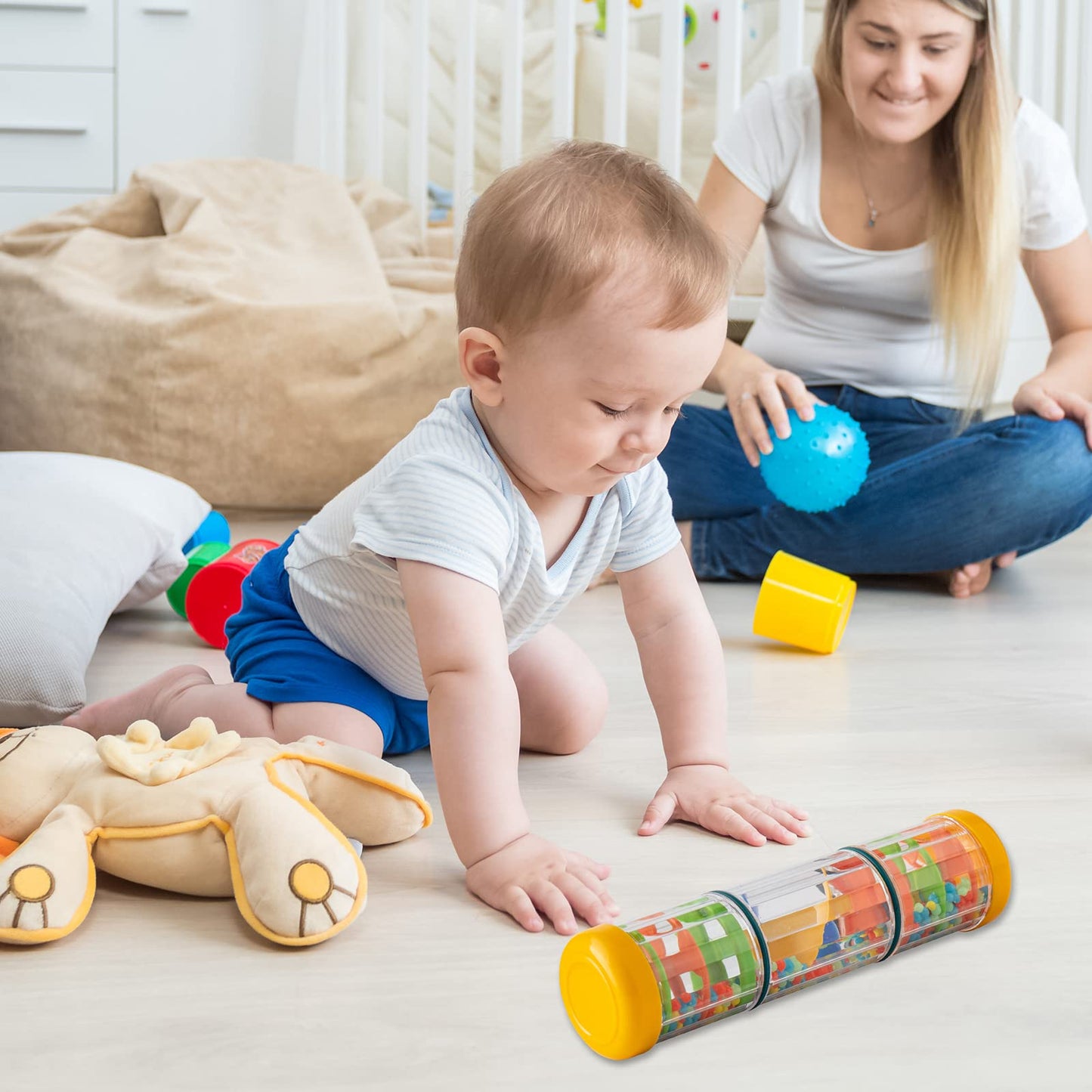 Rainmaker Baby Rain Stick Toys for Kids: 8 inch Rainstick Sensory Rattle Toys for Babies,Shaker Rainfall Tubes Musical Instrumen