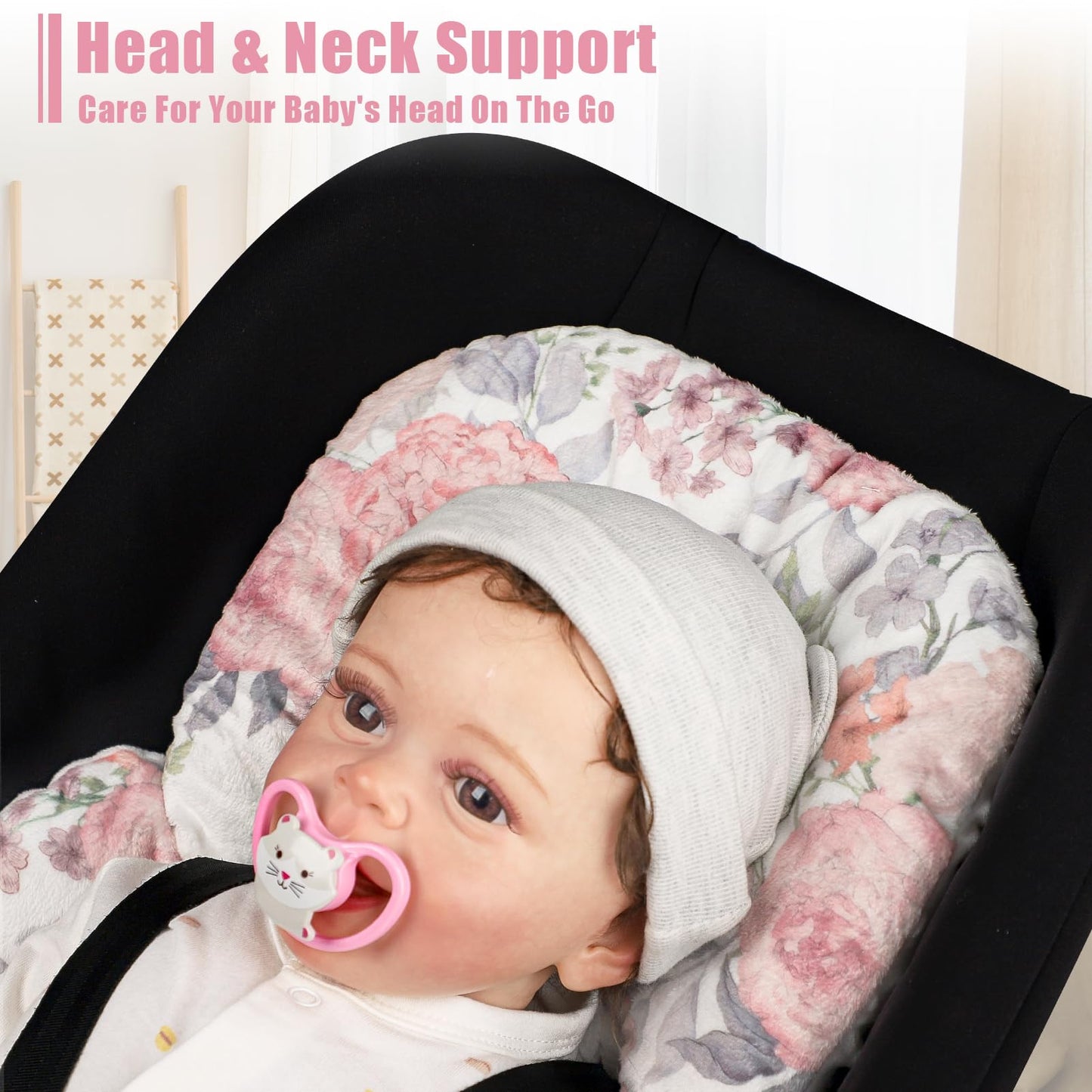 Infant Car Seat Insert, Hnhuaming Baby Car Seat Head & Body Support For Newborn, Ultra Soft Reversible Preemie Carseat Insert Cu