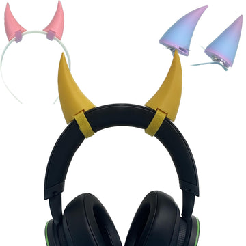 2X Demon Horns For Headset/Cosplay - Made In Usa -16 Colors Combos (Gold)