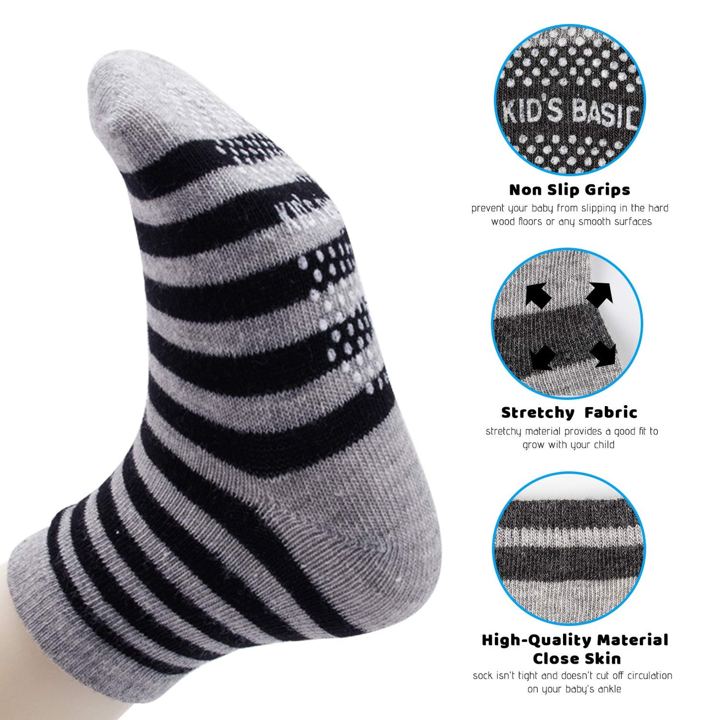 Baby Boy Socks, 12 Pairs Non Slip Toddler Socks Cotton Grip Socks Toddler Socks With Grippers For Baby Boy Infant